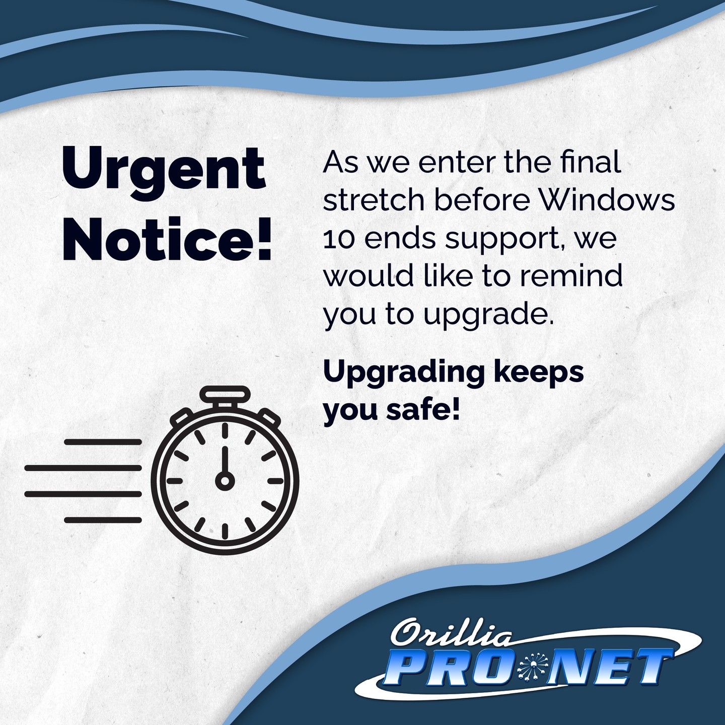 Hey all, #Orillia #ProNet would like to remind you of the upcoming #Windows 10 deadline…